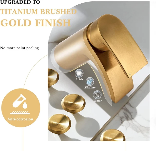 Hapilife Brushed Gold Basin Tap with Pop up Waste Hose & Fittings 5