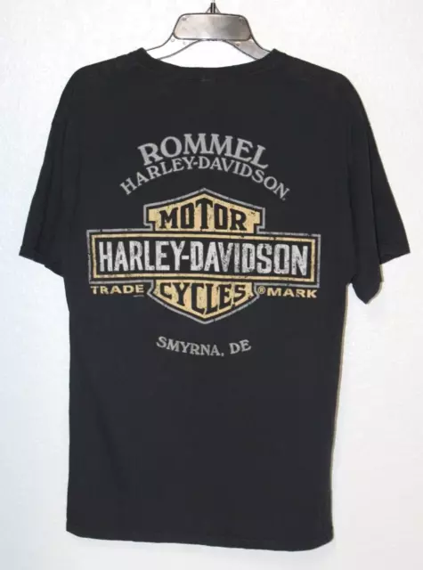 Camisa Harley Davidson Rommel Smyrna Delaware Doble Cara Negra S/S GRANDE