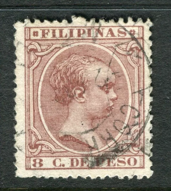 PHILIPPINES;  1890 Baby King Alfonso issue used 8c. value, Postmark