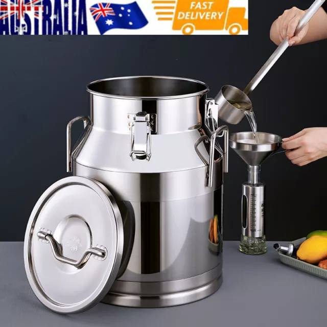 Stainless Steel Milk Can Large Capacity Wine Pail Bucket Tote Jug Milk Canister