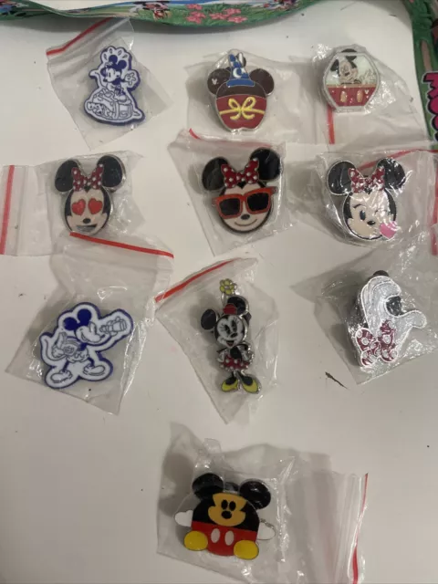 Disney MINNIE MOUSE & MICKEY MOUSE Only Pins lot of 10 W/ MICKEY MINNIE LANYARD 2