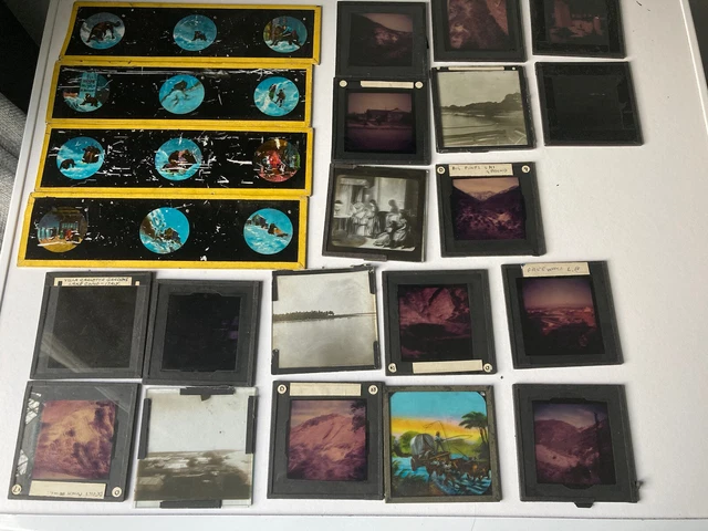 vintage job lot of various magic lantern slides