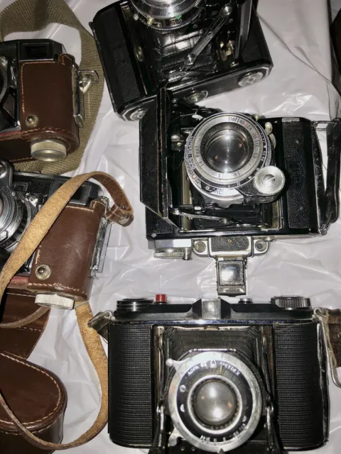 (HEAVILY DUSTY!) (NEED REPAIR; FOR PARTS!)Mini Vintage Folding Camera Lot 3