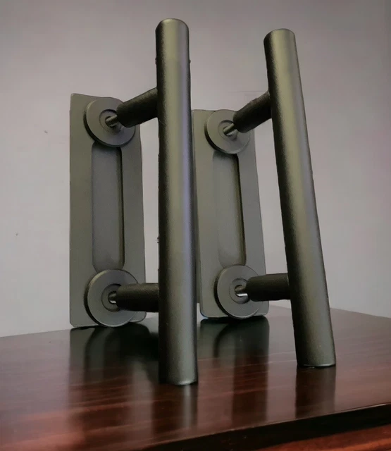 Sliding Barn Door Handle Pull And Flush Hardware Set Flat Backplate- 2 Pack 10
