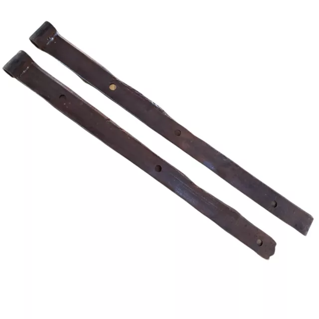 Antique 26" Cast Iron Barn Door Strap Hinges Hand Forged Rustic Matching Set