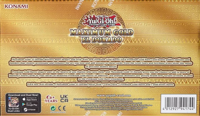 Yugioh Maximum Gold El Dorado display NUOVO & IMBALLO ORIGINALE INGLESE ristampa Yu-Gi-Oh! 3