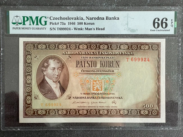 Czechoslovakia 500 Korun 1946 PMG 66 EPQ Pick # 73a
