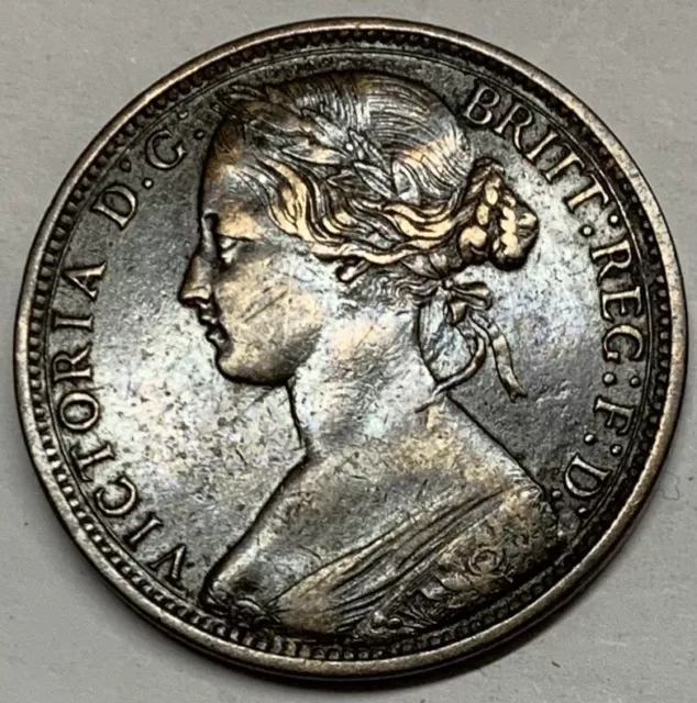 United Kingdom Great Britain Queen Victoria 1871 Penny Bronze Britannia Coin