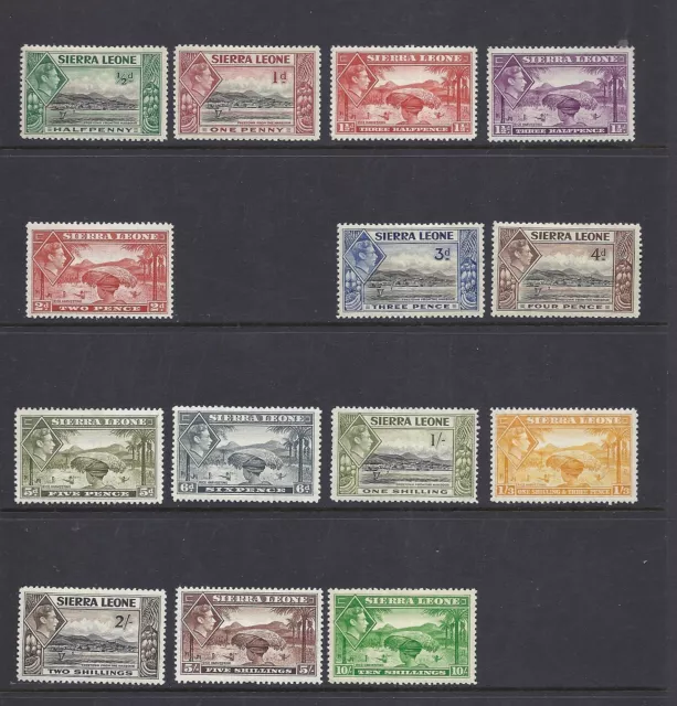 SIERRA LEONE 1938 KGVI definitives (SG 188-200 short 191 and 200) F/VF MH
