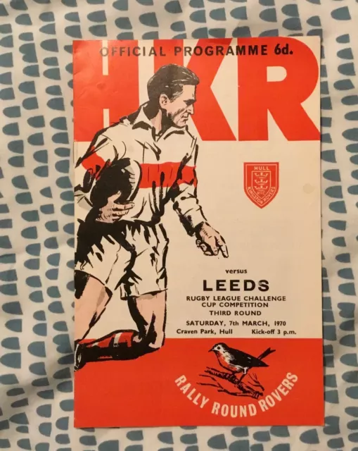 Rugby League programme. Hull KR V Leeds, rd 3 challenge cup, 7th March 1970.