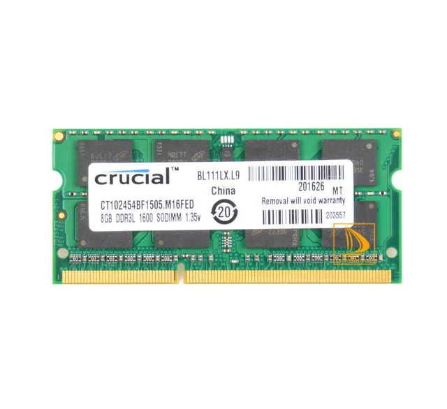 Barrette De RAM DDR3 Crucial 8GB (ou Lot) Pour PC Portable - 1600 MHz, 204 Broches, SODIMM