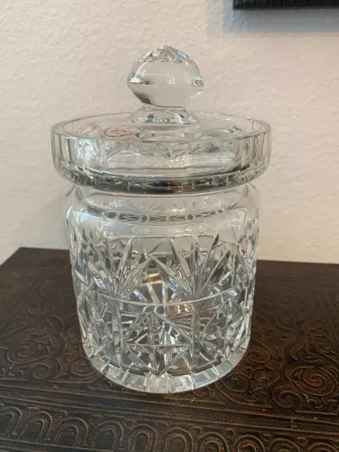 VTG Glass Clear Pineapple Cut Crystal Lidded Biscuit/Cookie Jar Made in Poland