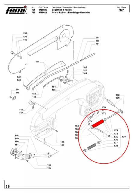 Ricambio sega a nastro Femi 795 -796