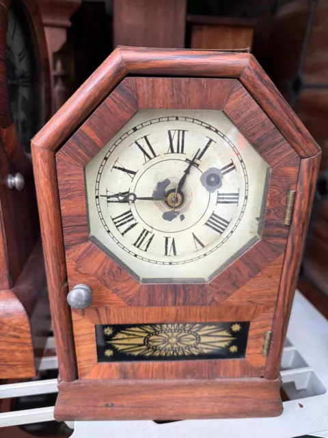 OLD ANTIQUE  SETH THOMAS mantel shelf COTTAGE Clock GREAT SMALL  S  7  T HANDS