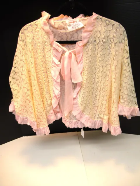 New Vintage Neiman Marcus Bed Cape Lace With Pink Ruffles W/Tag Made In England