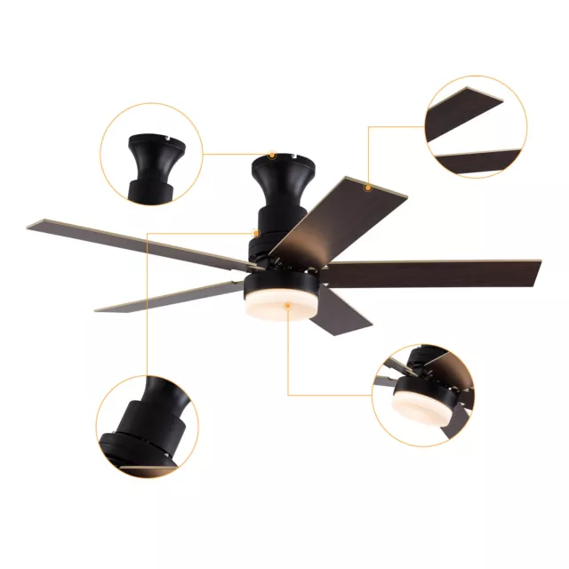 LED Ceiling Fan with Remote 44 inch Multi-Function Setting 5 Retractable Blades