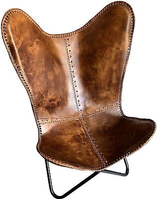 Retro Handmade Vintage Leather Butterfly Chair Relax Arm Chair Replacement Cover