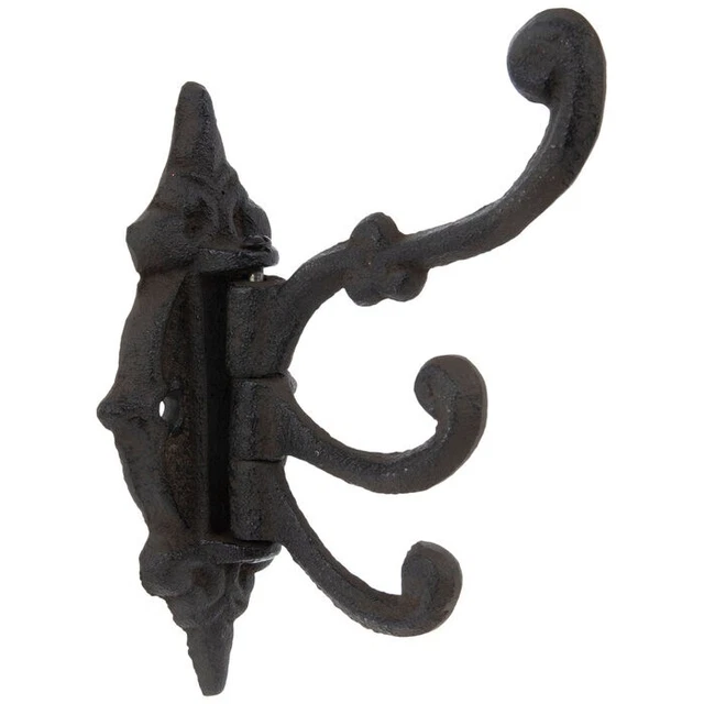 Antique Cast Iron Wall Hooks Triple Swivel Coat Hat Towel Hangings Handmade