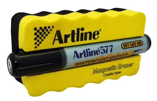 Artline Whiteboard Marker 577 with Magnetic Whiteboard Eraser Caddy 157795