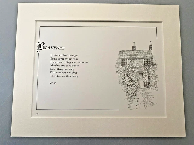 Blakeney Poem Norwich Norfolk East Anglia Mounted Print 10 X 8” Art Picture