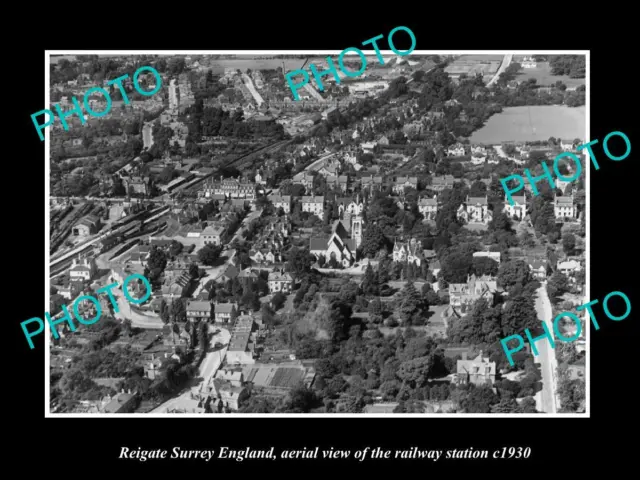 OLD LARGE HISTORIC PHOTO OF REIGATE SURREY ENGLAND THE RAILWAY STATION c1930