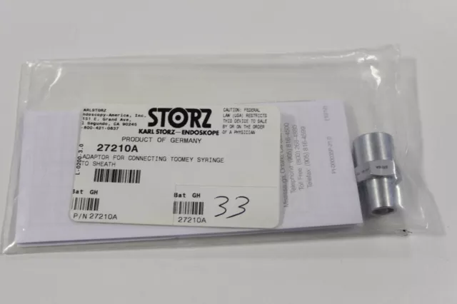Karl Storz 27210A adaptor forconnecing toomey syringe to sheath