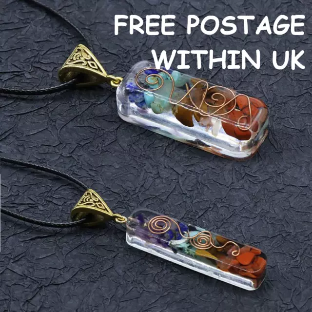 ORGONITE 7 CHAKRA REIKI GEMSTONE HEALING PENDANT NECKLACE (Yoga, Orgone)