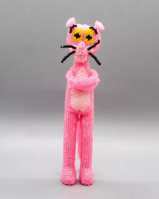 Zuni-Beaded Pink Panther by Ronda Dosedo-Native American Beadwork