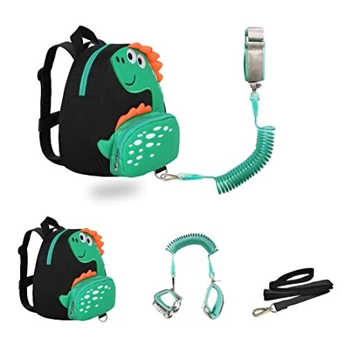 JIANBAO Dinosaur Toddler Backpacks with Leashes Anti Lost Wrist Link for 1.5