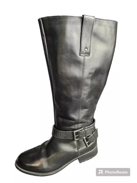 Clarks Plaza Steer Women's Size 7.5 M Black Leather Tall Riding Boots Equestrian
