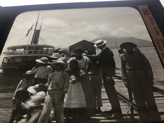 Glass Magic Lantern Slide Antique Photo Lake Nicaragua