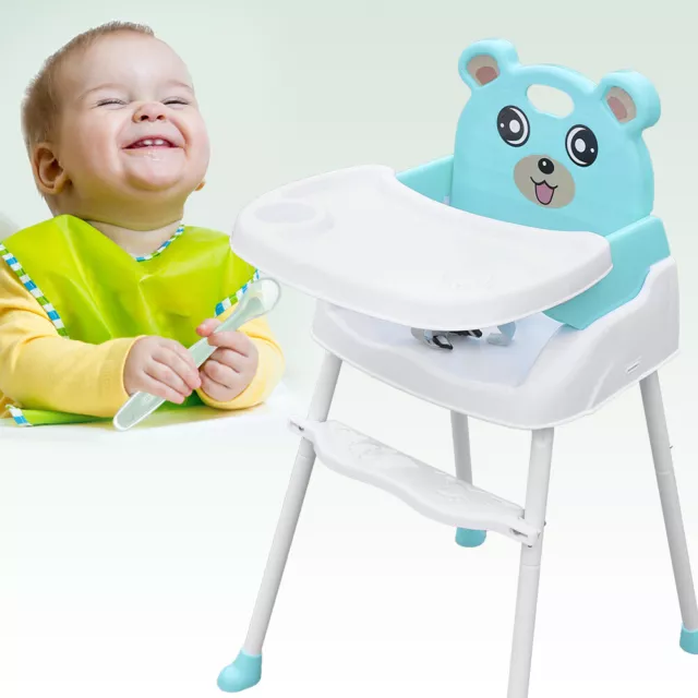 Baby Highchair Infant High Feeding Seat Toddler Table Chair Height Adjustable UK