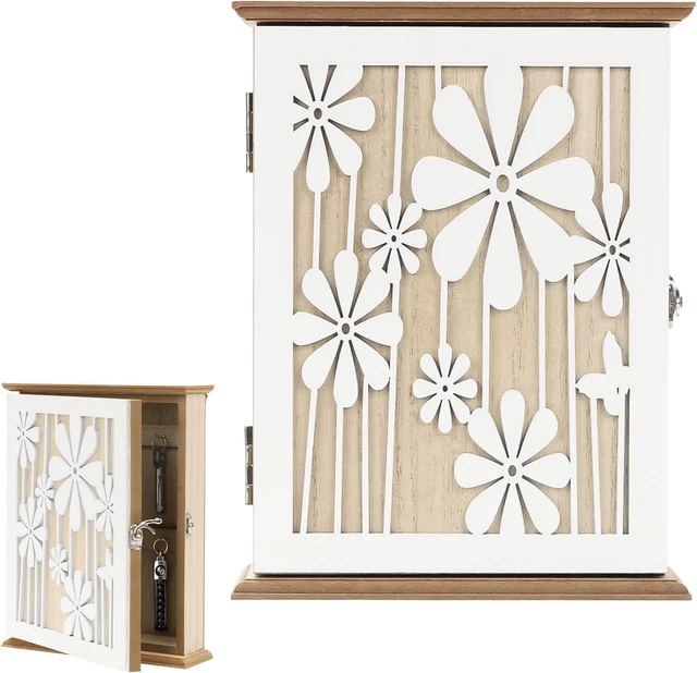 Portachiavi Da Parete In Legno Moderno - 20.3x5x25.5cm Blu Con Gancio Per Chiavi - Foto 13