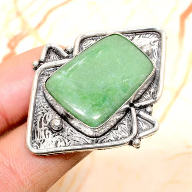 Swiss Green Opal Gemstone Handmade Gift Jewelry Ring Size 7 b359