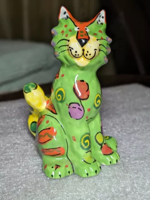 Ganz Dottie Dracos Handpainted Kitty Cat Figurine Colorful Ceramic 4.75"