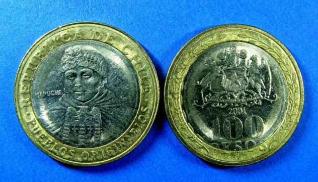 Chile, 100 Pesos 2001, Km# 236, Bi-Metallic Coin