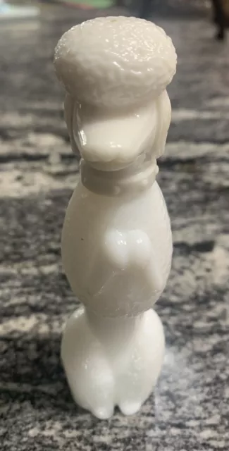 Avon Collection White Poodle Vintage Perfume Bottle Milk Glass Collectible Cute!