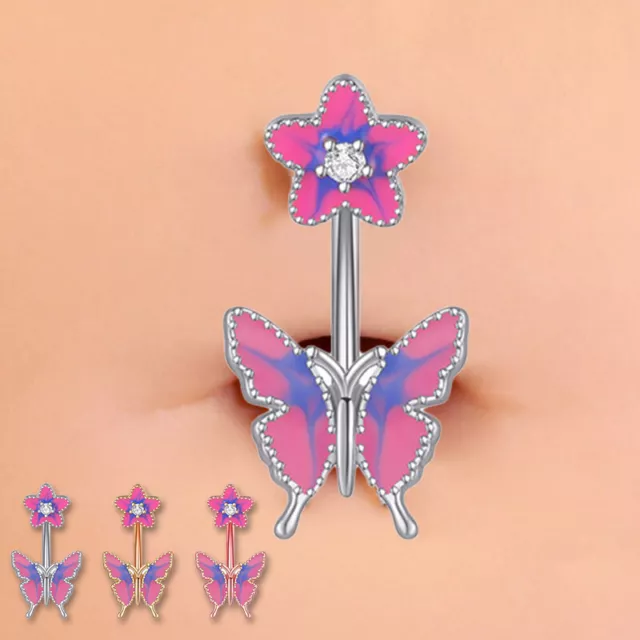 Anelli Piercing Ombelico Acciaio Inox Ombelico Piercing Bottone Ventre Farfalla .DB