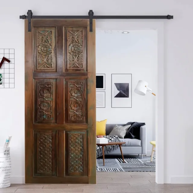 Rustic Elegance: Hand-Carved 6-Paneled Door, Unique Bedroom, Bathroom Door