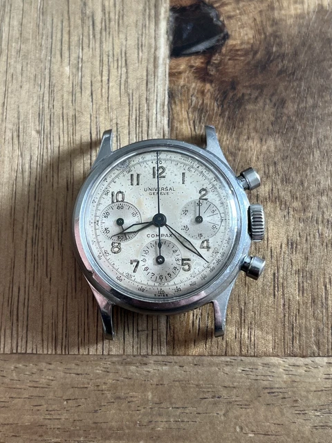 VINTAGE WATCH UNIVERSAL Geneve Compax Stainless Steel Chronograph ...