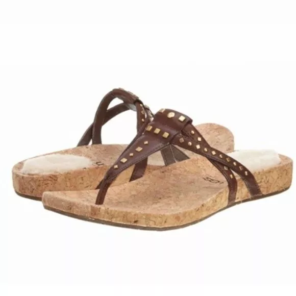Ugg Australia Dietra Women T strap Sandals Flip flop Flats sz 10