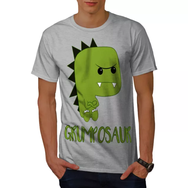 Wellcoda Grumpy Dinosaur Mens T-shirt, Cute Graphic Design Printed Tee