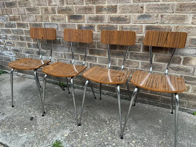 Vintage Retro Formica Mid Century ChromeChairs Rare Bar Dining Breakfast