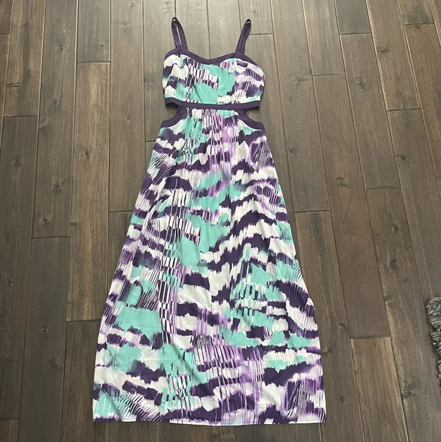 Soprano Cut Out Side Abstract Print Maxi Dress S
