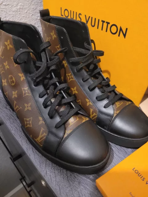 LOUIS VUITTON women's black leather hi-top sneakers | Size US 5.5  (22.7cm/8.9in)