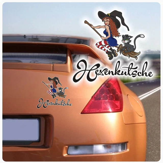 HEXE BESEN HEXENKUTSCHE Autoaufkleber Auto Aufkleber Sticker Katze ...