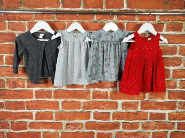 Baby Girls Bundle Age 6-9 Months H&M Zara Gap Pinafore Dress Cardigan Red 74Cm