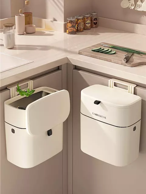 1pc Hanging Trash Bin, 2.4 Gallon Small Garbage Can With For Kitchen Cabinet