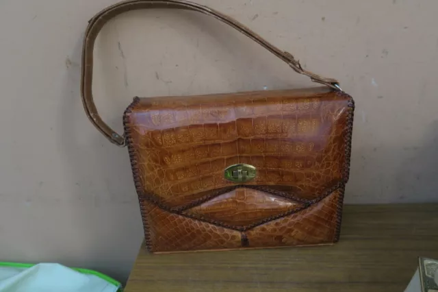 Saks Fifth Avenue brown crocodile handbag | Millea Brothers