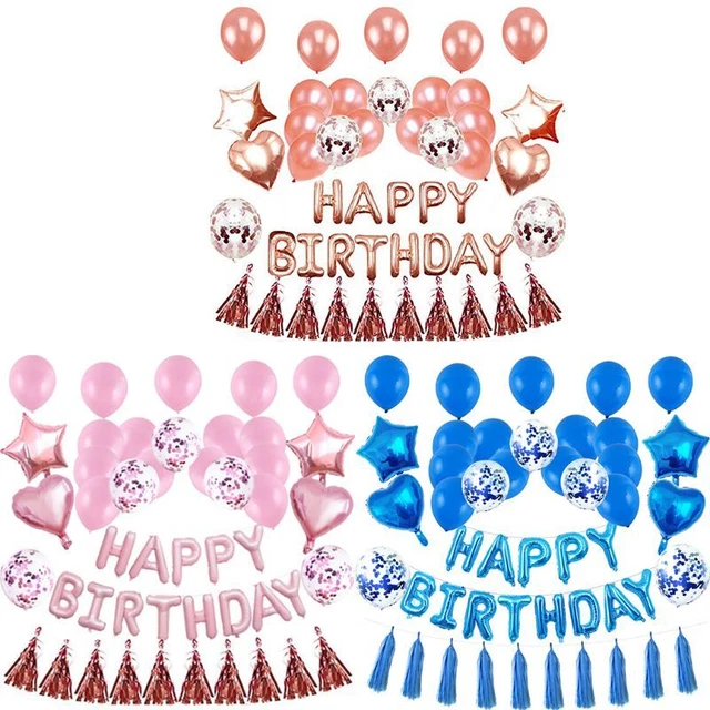 Shatchi Foil Balloons - 12 Piece Happy Birthday Letter Set For Party Decorations